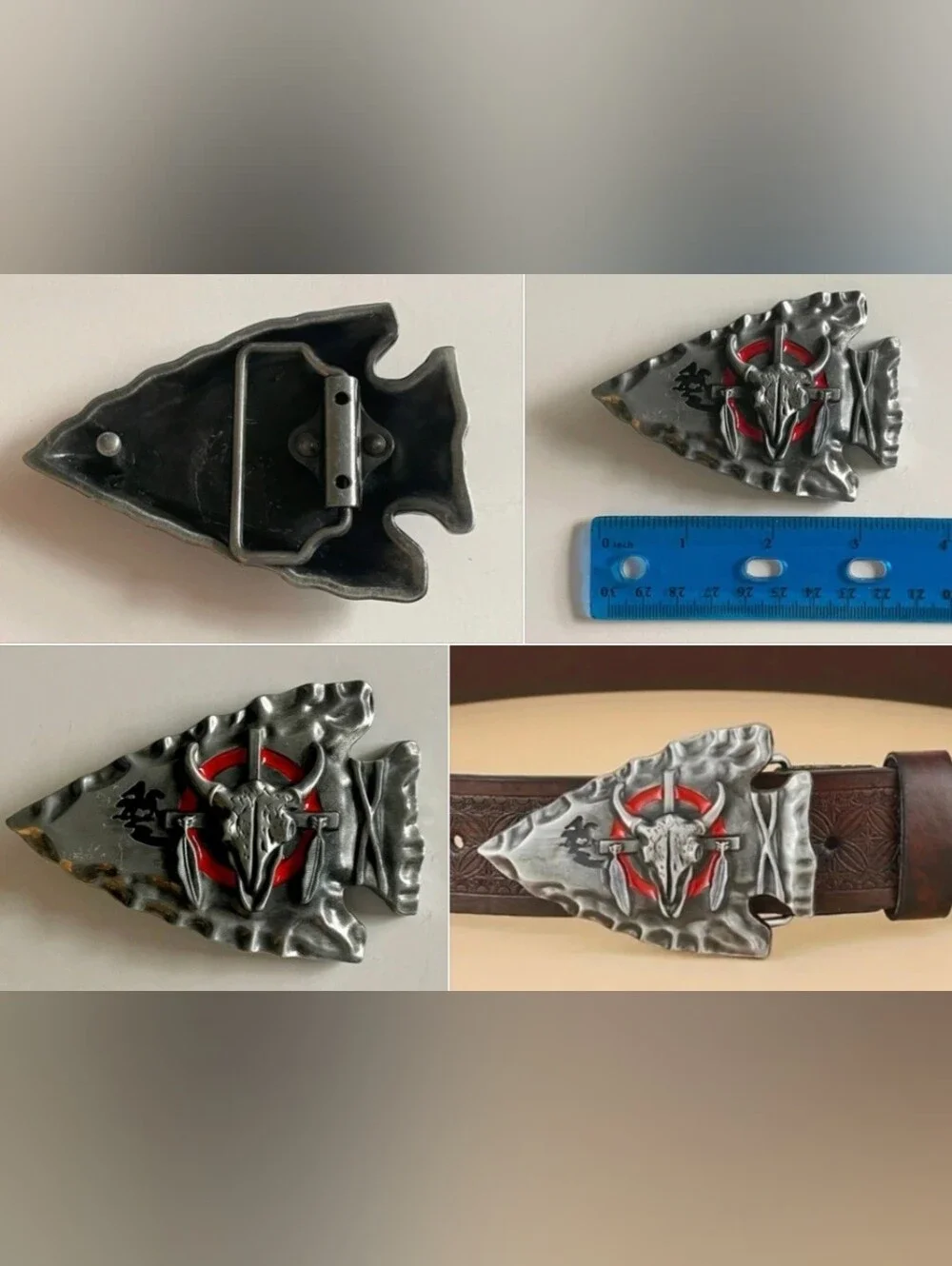 Native arrowhead bull steer belt buckle Choose From 3 Designs
